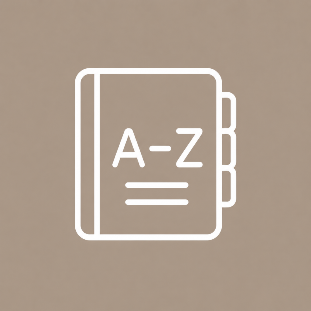 Icon Buch mit A-Z beschriftet
