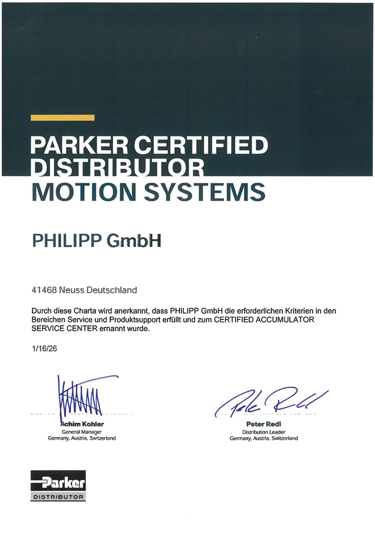 Zertifikat über das CERTIFIED ACCUMULATOR SERVICE CENTER der PHILIPPGRUPPE